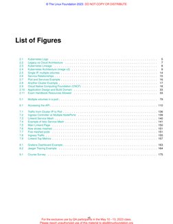 © The Linux Foundation 2023: DO NOT COPY OR DISTRIBUTE
List of Figures
2.1
Kubernetes Logo . . . . . . . . . . . . . . . . .