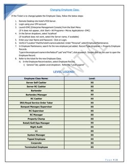 P a g e  4 | 8 
 
 
Changing Employee Class: 
 
If the Ticket is to change/update the Employee Class, follow the below step