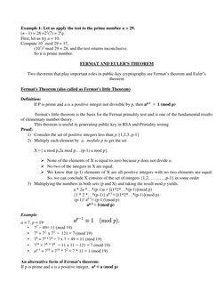 Example 1: Let us apply the test to the prime number n = 29. 
(n - 1) = 28 =22(7) = 2kq.  
First, let us try a = 10.  
Co
