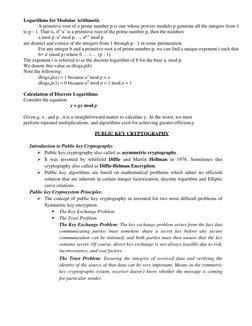 Logarithms for Modular Arithmetic 
A primitive root of a prime number p is one whose powers modulo p generate all the integer