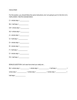 Whole and Half Steps Worksheet | PDF | Pitch (Music) | Music Theory