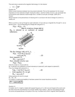 This work done is stored as the magnetic field energy U in the inductor 
 
Question 40. 
Define mutual inductance between two