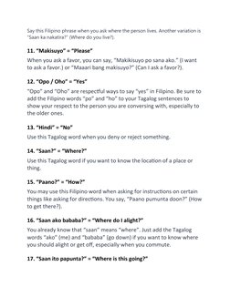 Basic Tagalog Greetings and Phrases | PDF | Tagalog Language | Languages