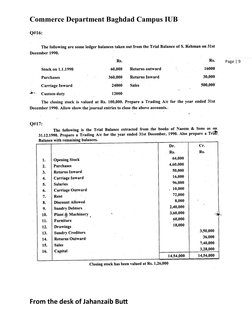 Page | 9
Commerce Department Baghdad Campus IUB
Q#16:
Q#17:
From the desk of Jahanzaib Butt

