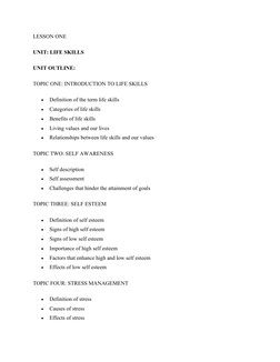 Introduction Life Skills Notes.pdf Introduction to Life Skills Education | PDF | Emotions | Empathy