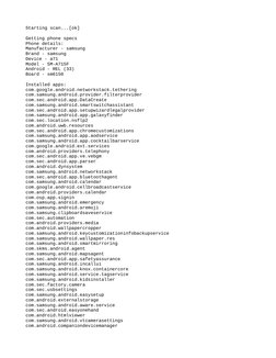 Starting scan...[ok]
Getting phone specs
Phone details:
Manufacturer - samsung
Brand - samsung
Device - a71
Model - SM-A715F