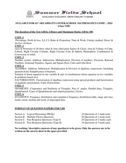 Aryabhatta Maths Competition Syllabus 2024 | PDF | Factorization | Numbers