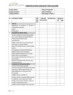 Column Inspect Column Construction Inspection Checklist | PDF