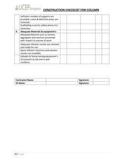 Column Construction Inspection Checklist | PDF