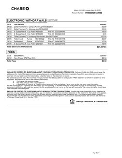 6 
 6
Page
of
DATE
DESCRIPTION
AMOUNT
DATE
DESCRIPTION
AMOUNT
 
 
IN CASE OF ERRORS OR QUESTIONS ABOUT YOUR ELECTRONIC FUNDS