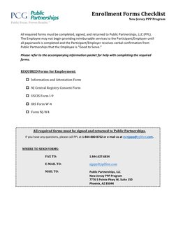Enrollment Forms Checklist 
New Jersey PPP Program 
All required forms must be completed, signed, and returned to Public Part