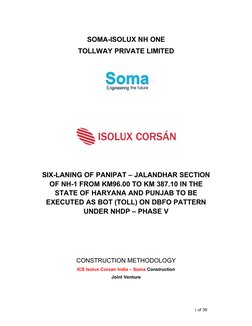 1 of 39
SOMA-ISOLUX NH ONE
TOLLWAY PRIVATE LIMITED
SIX-LANING OF PANIPAT – JALANDHAR SECTION
OF NH-1 FROM KM96.00 TO KM 387.1