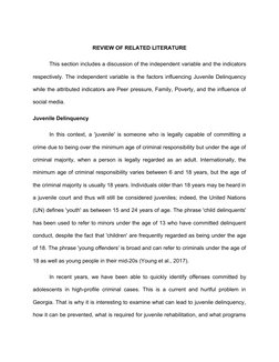 REVIEW OF RELATED LITERATURE
This section includes a discussion of the independent variable and the indicators
respectively.
