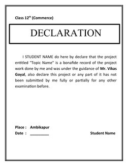 Class 12 Economics Project Certificate | PDF