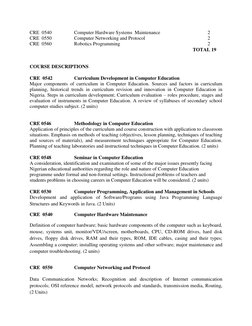CRE  0540 
 
Computer Hardware Systems  Maintenance  
 
 
2 
CRE  0550 
 
Computer Networking and Protocol  
 
 
 
2 
CRE  05