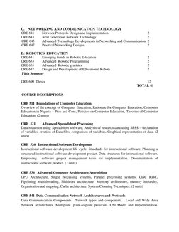 C.    NETWORKING AND COMMUNICATION TECHNOLOGY  
CRE 641  
Network Protocols Design and Implementation