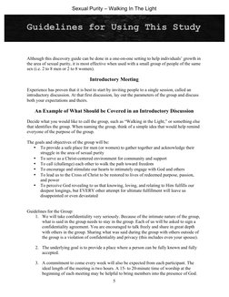 Sexual Purity – Walking In The Light 
 
5 
 
 
Although this discovery guide can be done in a one-on-one setting to help indi