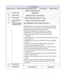 Part A Introduction 
Program: Degree 
Class: B.A./B.Sc./B.Com./B.H.Sc./BCA 
Year: III Year 
Session: 2023-24 
Subject: Foun