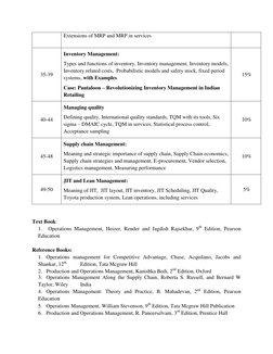 Extensions of MRP and MRP in services 
35-39 
Inventory Management: 
Types and functions of inventory, Inventory management,