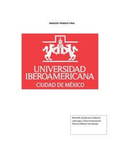 AMAZON TRABAJO FINAL 
 
 
 
 
 
 
 
 
 
 
 
 
 
 
 
 
 
 
 
 
 
 
 
 
 
 
 
Michelle Zambrana Calderón 
Liderazgo y Ética