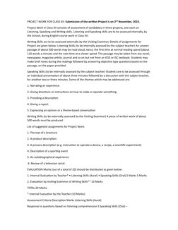 PROJECT WORK FOR CLASS XII- Submission of the wrien Project is on 2nd November, 2023.  
Project Work in Class XII consists o