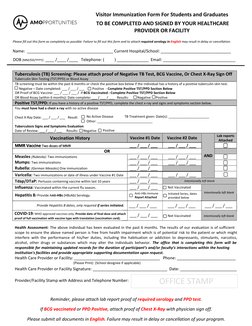 Visitor Immunization Form for Students | PDF | Vaccines | Tuberculosis