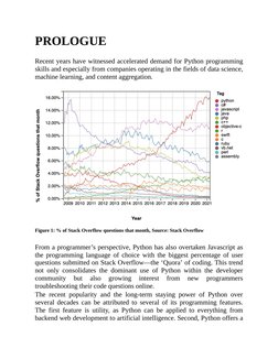PROLOGUE
 
Recent years have witnessed accelerated demand for Python programming
skills and especially from companies operati