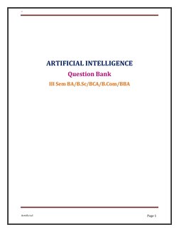 Department 
Of 
Computer 
Science 
Artificial 
Intelligence 
Page 1 
 
 
ARTIFICIAL INTELLIGENCE 
Question Bank 
III Sem BA/B