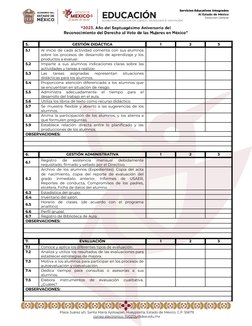 Servicios Educativos Integrados
Al Estado de México
Dirección General
5.
GESTIÓN DIDÁCTICA
1
2
3
5.1
Al inicio de cada activi
