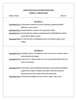 AISSCE PRACTICAL EXAMINATION (2024)
SUBJECT – PHYSICS (042)
TIME: 3 Hours