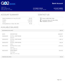 Go2bank Statement.pdf Go2 Bank Account Statement Summary | PDF