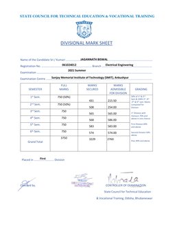 Diploma Marksheet for Electrical Engineering | PDF | Vocational ...