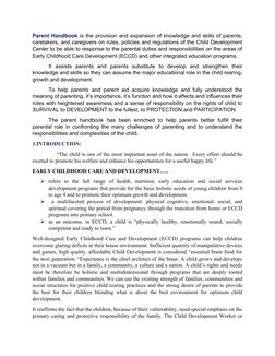 Parent Handbook for ECCD Services | PDF | Parenting | Child Development