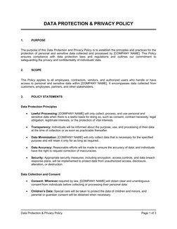 © 
DATA PROTECTION & PRIVACY POLICY
1.
PURPOSE
The purpose of this Data Protection and Privacy Policy is to establish the pri