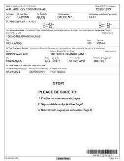 DS-82 04-2022
Page 2 of 2
DS 82 C 03 2022 2
WALLACE, COLTON MARSHALL
12/28/1993
72"
BROWN
BLUE
STUDENT
SUU
108 HOTEL BRANCH L