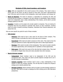 CEO Mindset: Key Attributes for Success | PDF | Investing | Risk