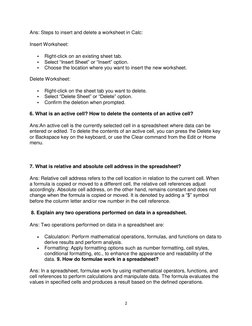 Class 9 Electronic Spreadsheet Guide | PDF | Worksheet | Spreadsheet