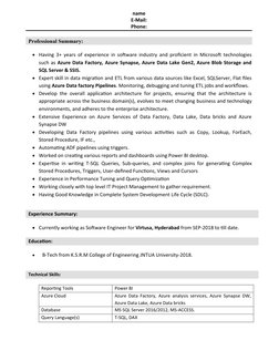 Azure Data Engineer Resume Overview | PDF | Microsoft Azure | Microsoft ...