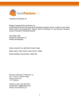 2 
 
 
 
Trademark of TechFactors, Inc. 
 
 
Philippine Copyright 2020 by TechFactors, Inc. 
All rights reserved. No part o