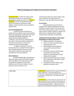 History of Inclusive Education | PDF | Disability | Special Education