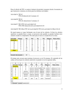 4 
Para el cálculo del TIC se cuenta el número de periodos (semanas) desde el momento en 
que el proyecto comienza, en efec