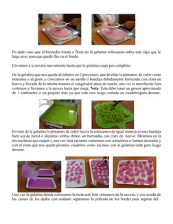 En dado caso que el bizcocho tienda a flotar en la gelatina colocamos sobre este algo que le 
haga peso p