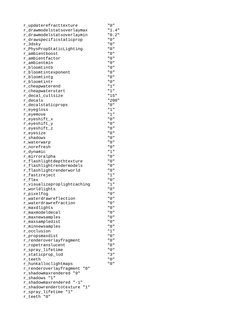 r_updaterefracttexture            "0" 
r_drawmodelstatsoverlaymax        "1.4"
r_drawmodelstatsoverlaymin        "0.2"
r_draw