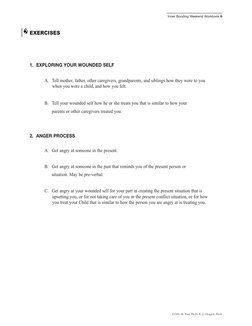 EXERCISES
1.	 EXPLORING YOUR WOUNDED SELF 
	
	
	
A.	 Tell mother, father, other caregivers, grandparents, and siblings how th
