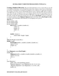 BCS306A(OBJECT ORIENTED PROGRAMMING WITH JAVA) 
DEPARTMENT CSE(AIML),RIT HASSAN 
Creating a Multilevel Hierarchy: The level o