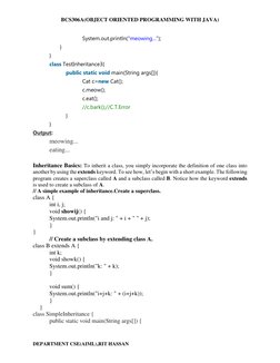 BCS306A(OBJECT ORIENTED PROGRAMMING WITH JAVA) 
DEPARTMENT CSE(AIML),RIT HASSAN 
System.out.println("meowing...");