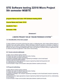 STE Software Testing 22518 Micro Project 5th Semester MSBTE | PDF ...