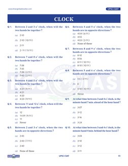 UPSC CSAT Clock Reasoning Questions | PDF | Clock | Spacetime