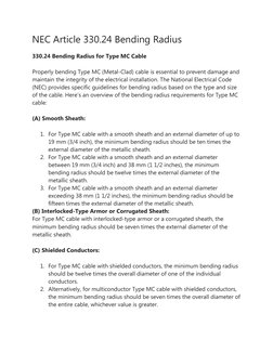 NEC Guidelines for MC Cable Bending Radius | PDF