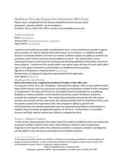 Amazon Healthcare Provider RFI Form | PDF | Employment | Disability